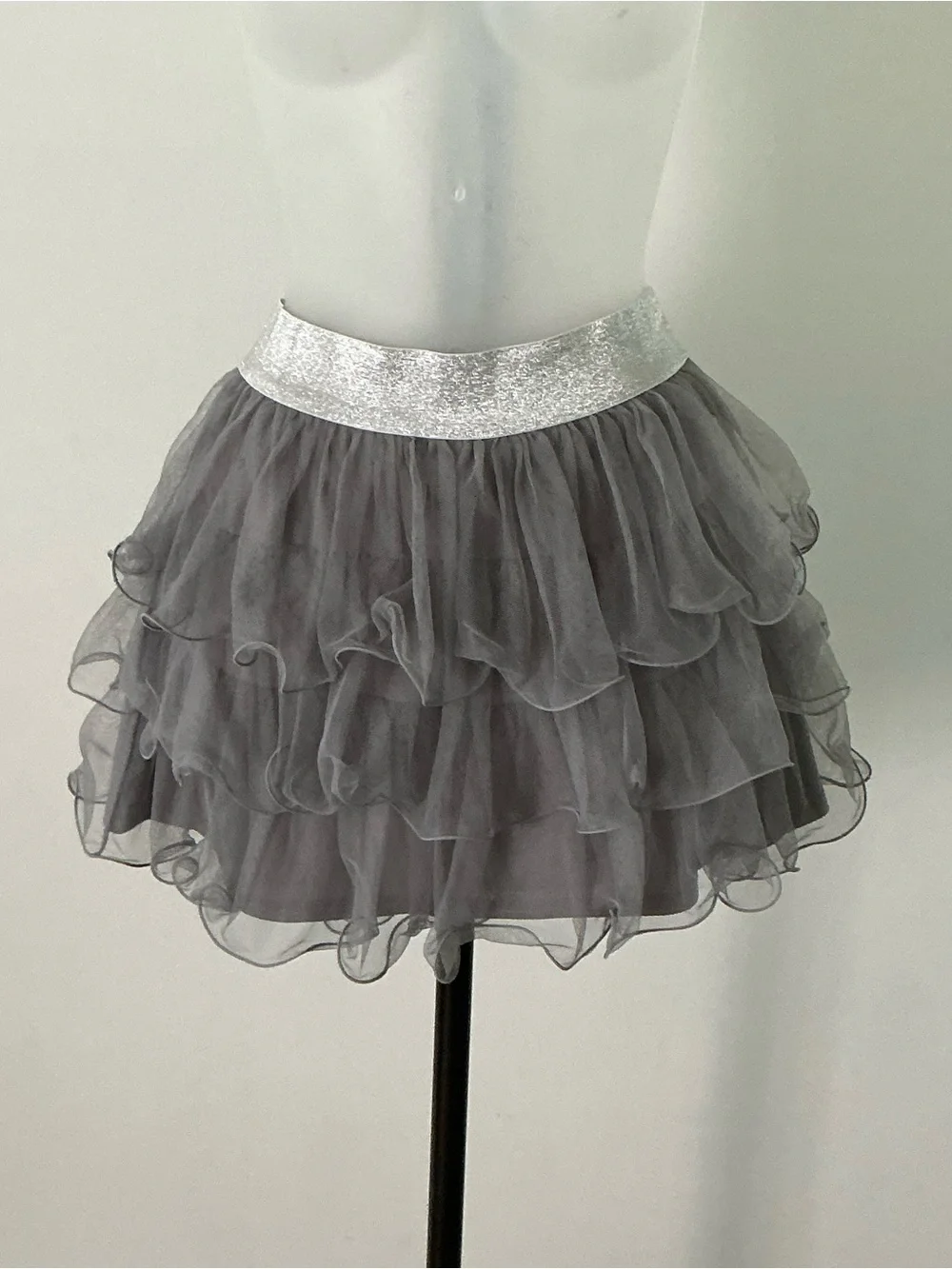 Justice Girls Size 16 Gray Tulle Tutu Skort Sparkly Waistband